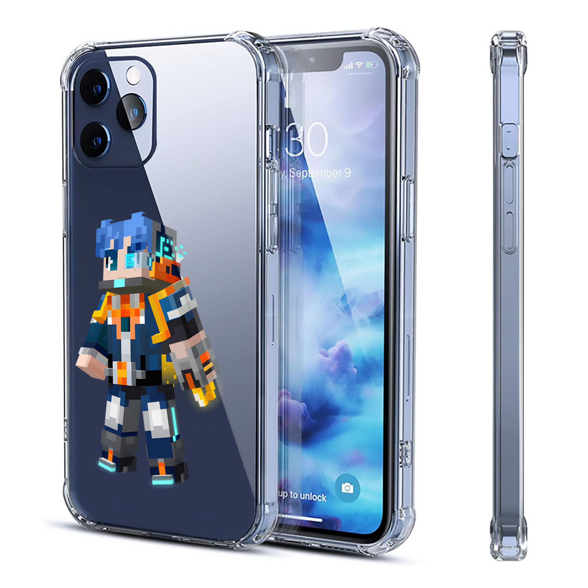 （画像用） マインクラフト ブロックの世界 Minecraft MC Block world 【iPhone 12シリーズ対応】透明スマホケース（クリアソフトケース）